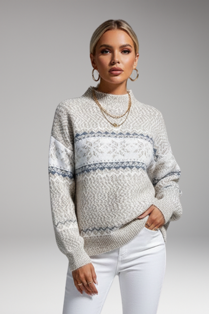Women's Mock Neck Pullover Sweater Ribbed