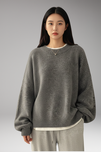 Women's Round Neck Pullover Split Hem