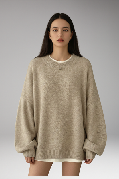 Women's Round Neck Pullover Split Hem
