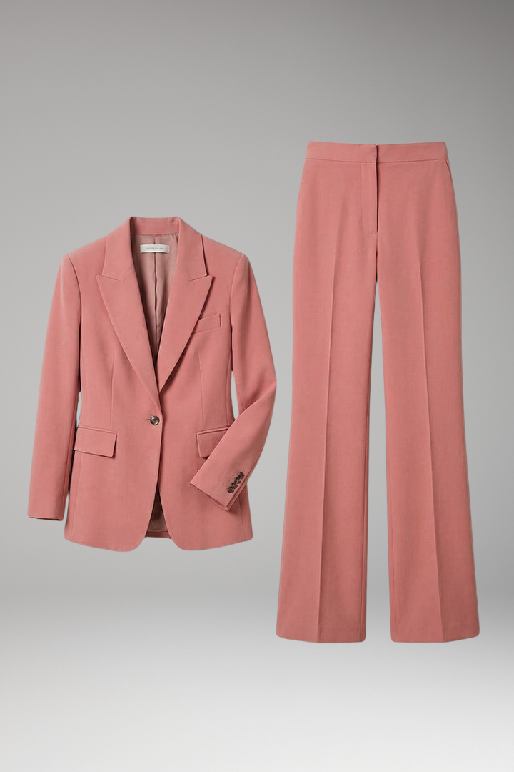 Women's Slim Fit Blazer Suit Set Wide Leg Trousers - VibreMode