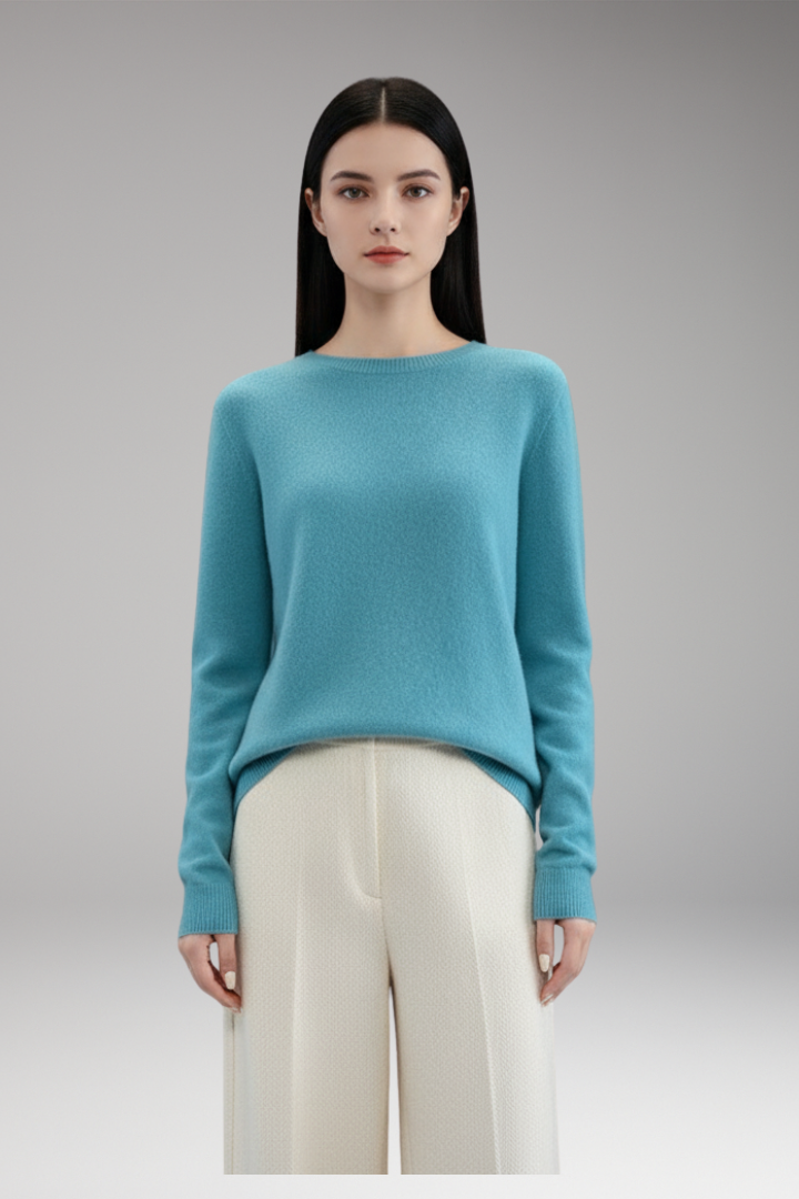 Women's Round Neck Sweater Plain Crew Neck
