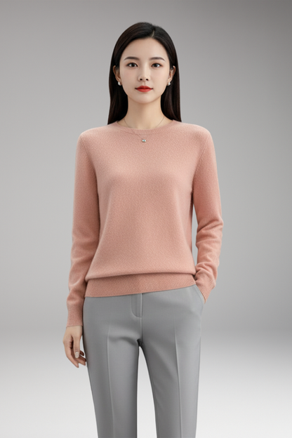 Women's Round Neck Sweater Plain Crew Neck