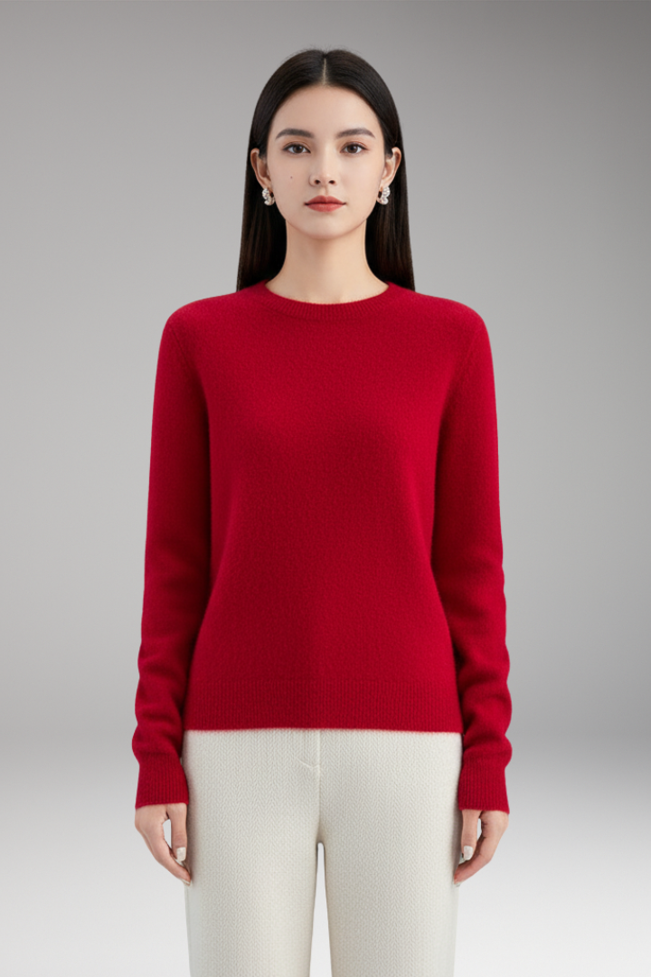 Women's Round Neck Sweater Plain Crew Neck