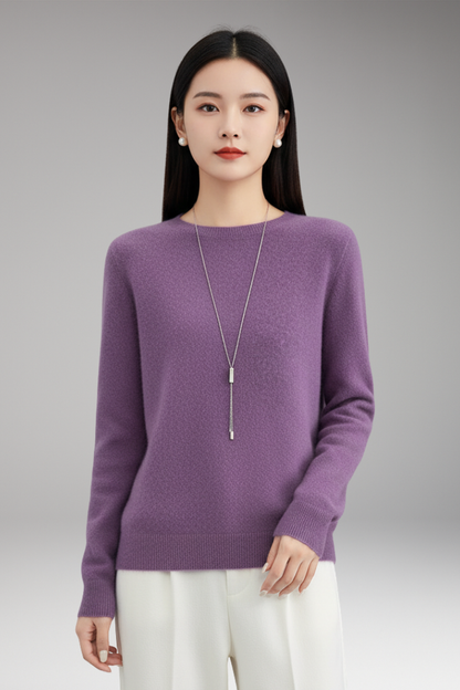 Women's Round Neck Sweater Plain Crew Neck