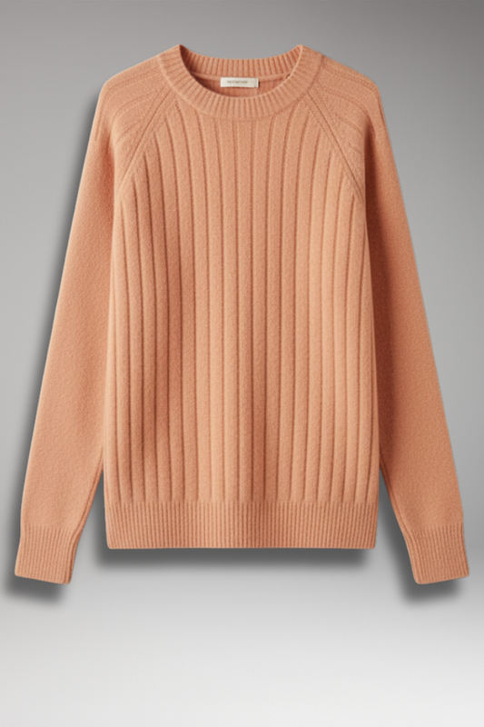 Women's Round Neck Ribbed Sweater - VibreMode