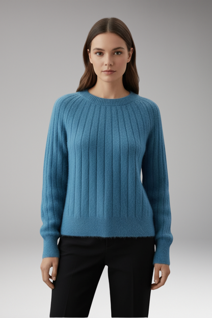 Women's Round Neck Ribbed Sweater