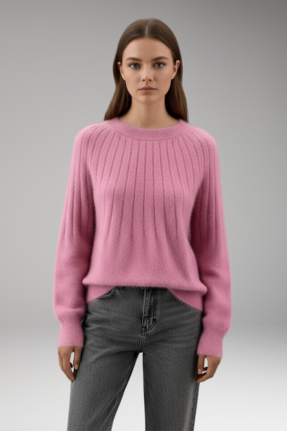 Women's Round Neck Ribbed Sweater