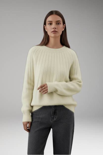 Women's Round Neck Ribbed Sweater