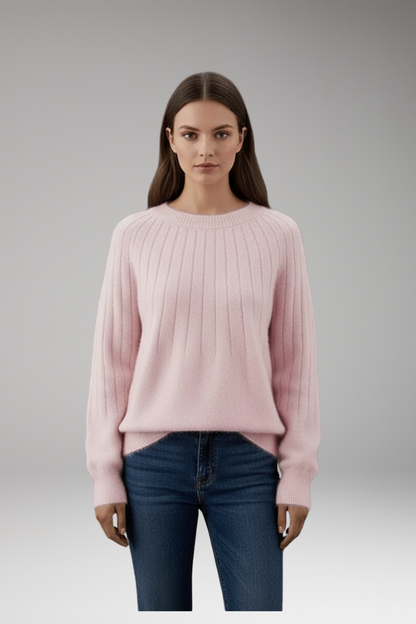 Women's Round Neck Ribbed Sweater