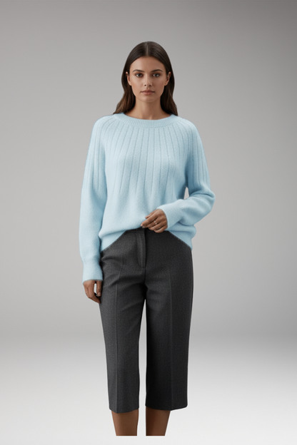 Women's Round Neck Ribbed Sweater