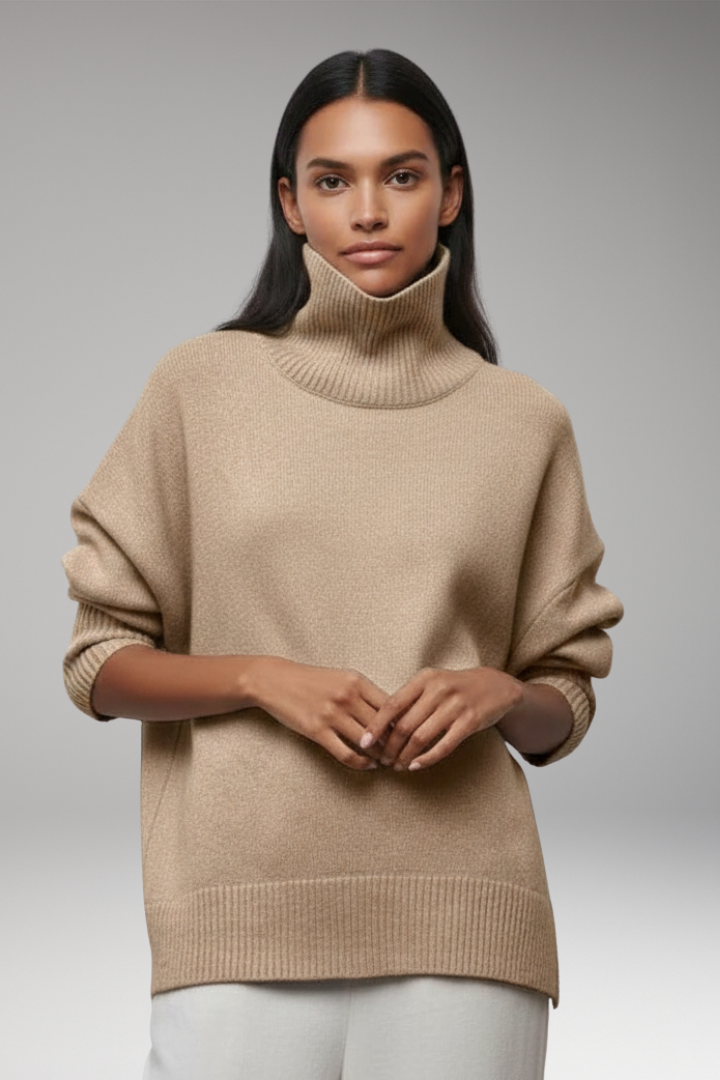 Women's Turtleneck Sweater Ribbed Edge
