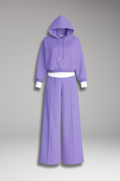 Women's Tracksuit Set Hoodie Wide Leg Pants - VibreMode