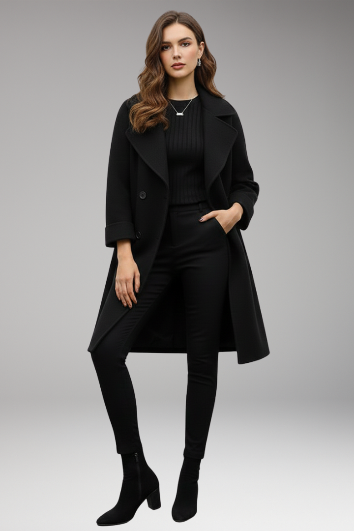 Women's Trench Coat Notched Lapel Button Front