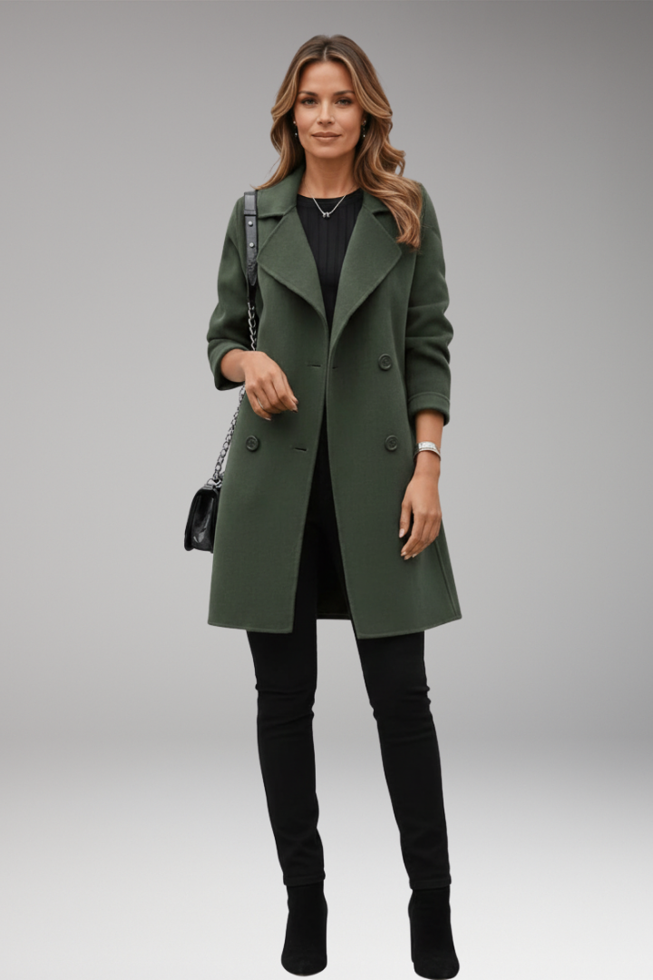 Women's Trench Coat Notched Lapel Button Front