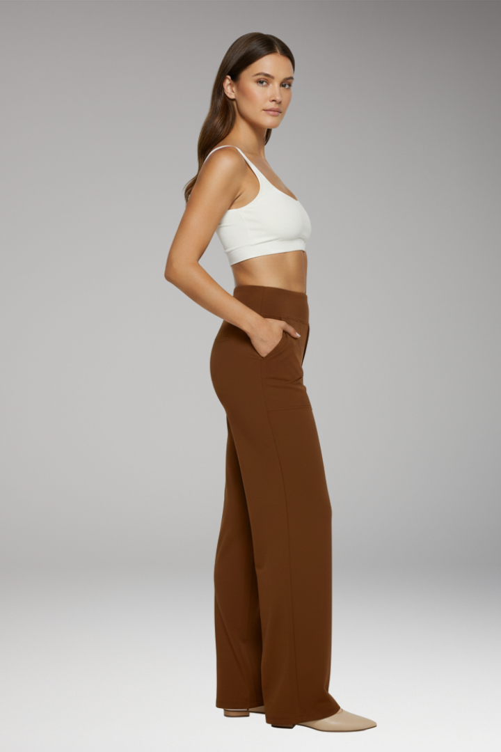 Women's High Waist Trousers with Side Pockets