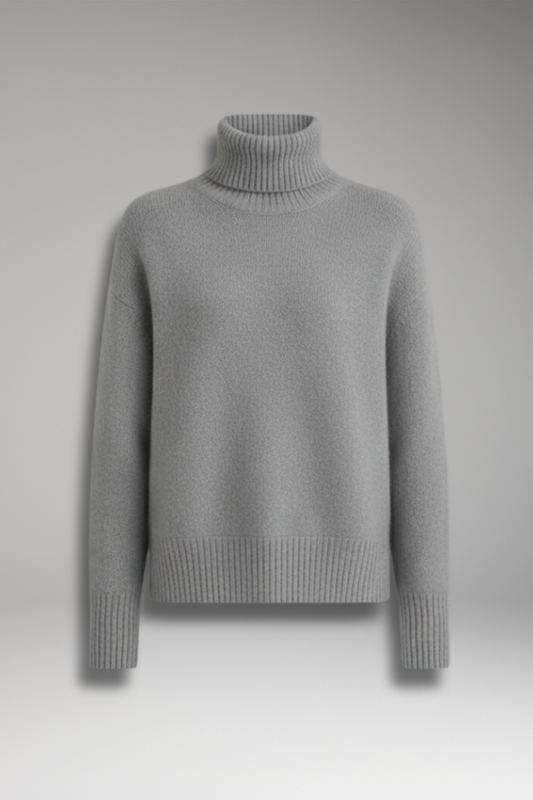 Women's Long Sleeve Turtleneck Sweater Ribbed Hem - VibreMode