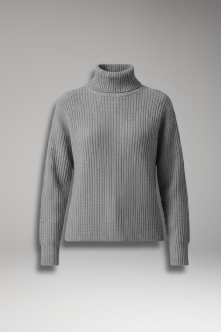 Women's Turtleneck Sweater Long Sleeves Ribbed Neckline - VibreMode
