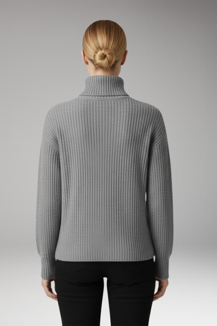 Women's Turtleneck Sweater Long Sleeves Ribbed Neckline