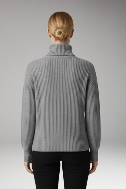 Women's Turtleneck Sweater Long Sleeves Ribbed Neckline