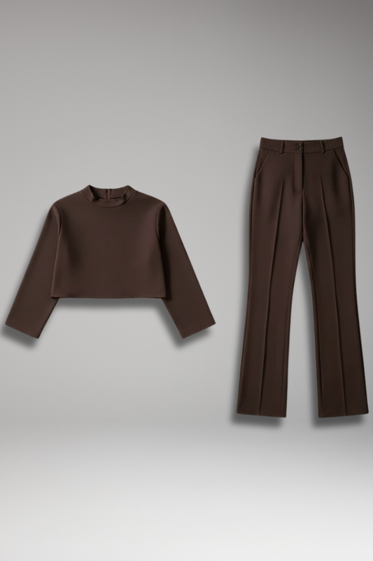 Women's Two Piece Crop Straight Pants Set - VibreMode