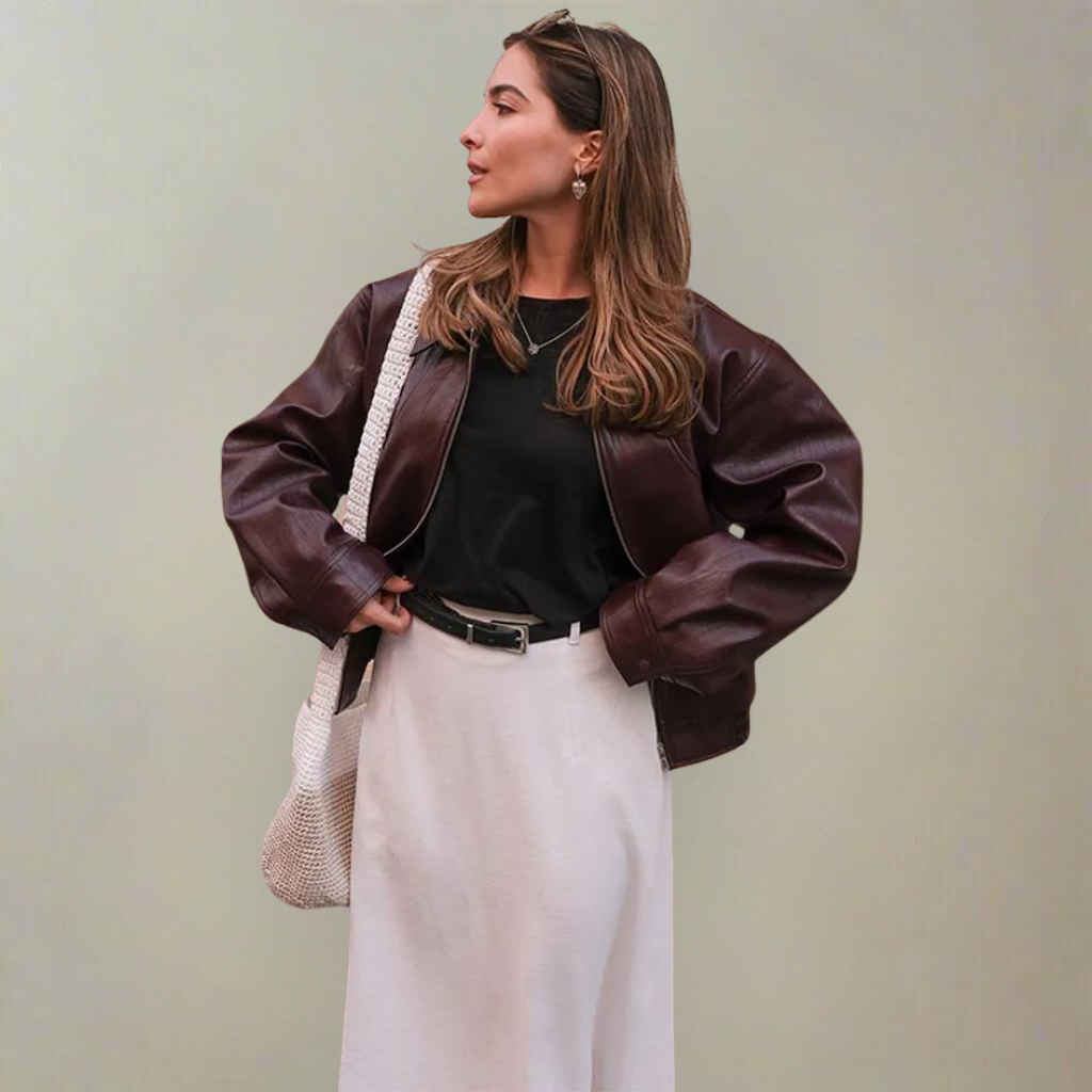 Women's Leather Biker Jacket Classic Design