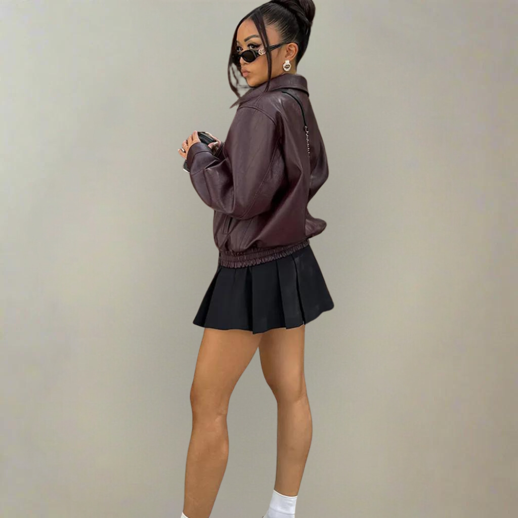 Women's Leather Biker Jacket Classic Design