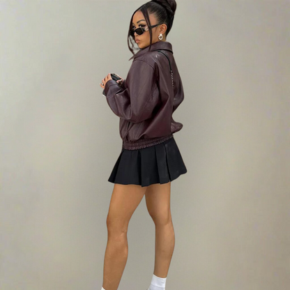 Women's Leather Biker Jacket Classic Design