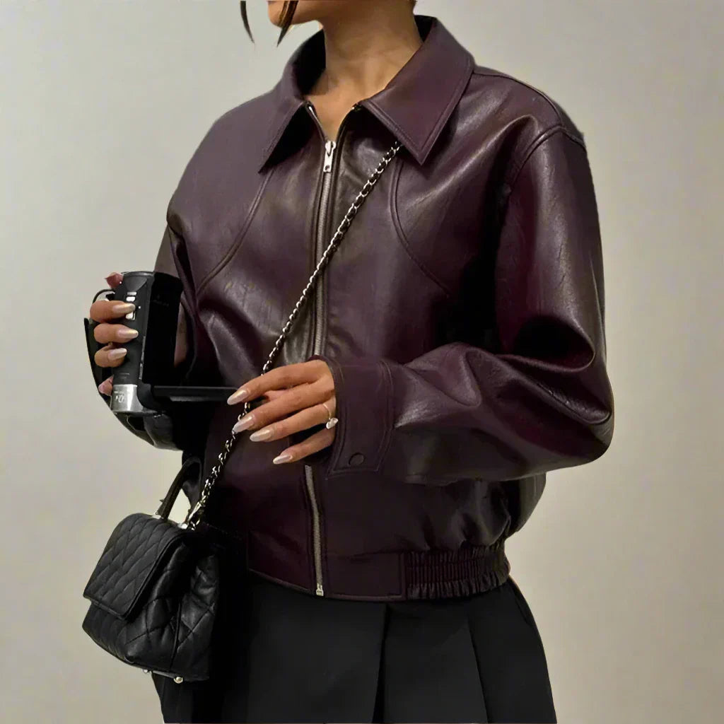 Women's Leather Biker Jacket Classic Design