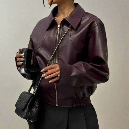 Women's Leather Biker Jacket Classic Design
