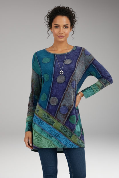 Women's Tunic Round Neck Patchwork
