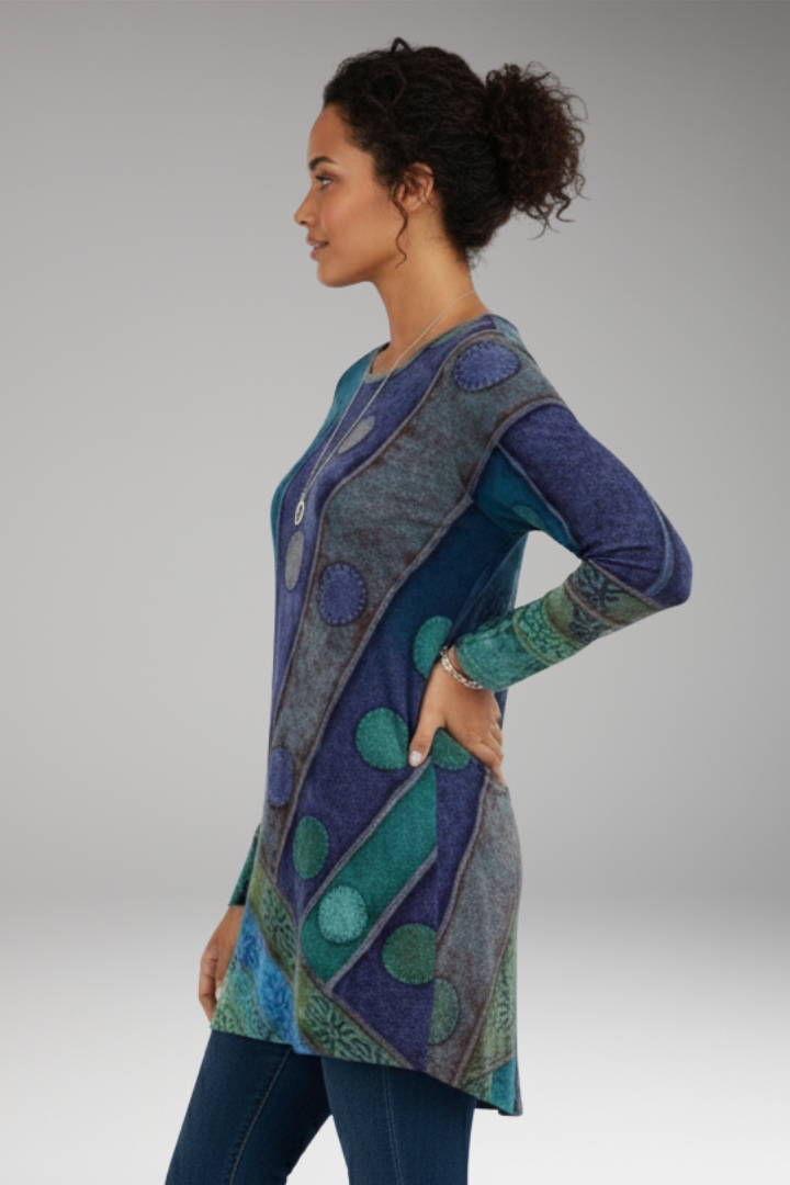 Women's Tunic Round Neck Patchwork