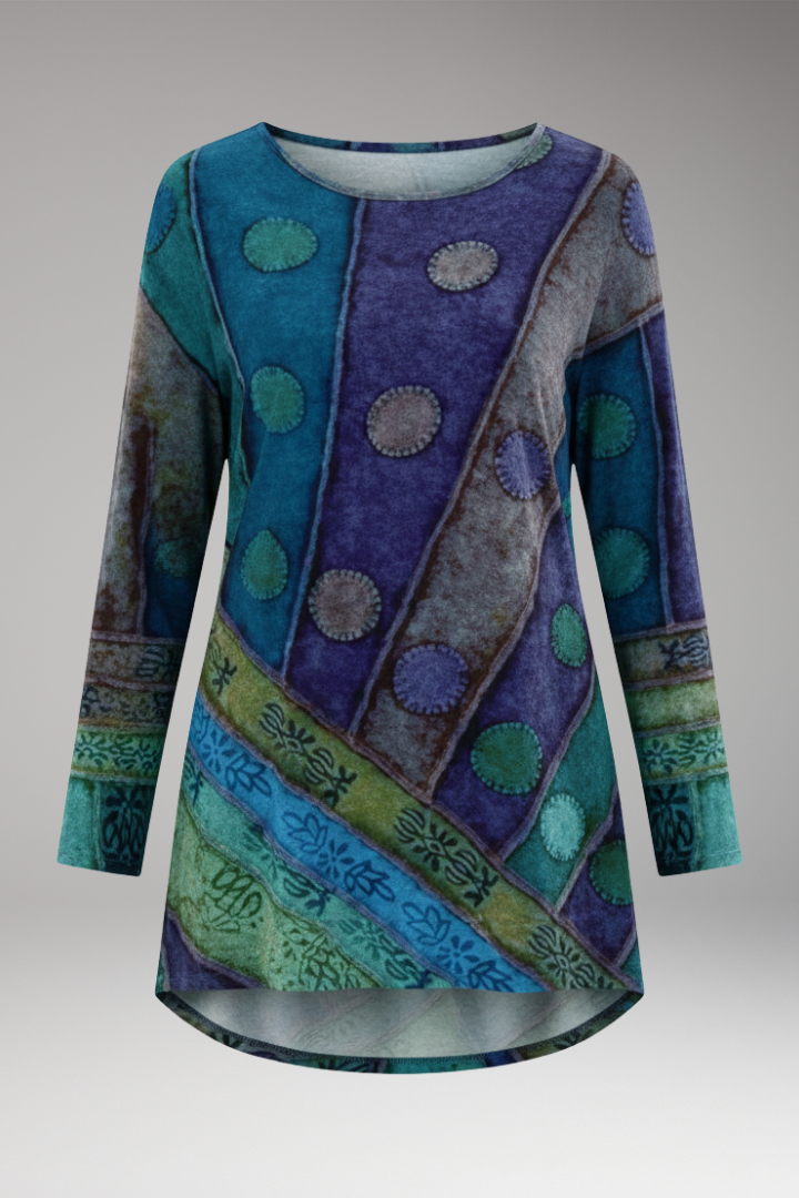 Women's Tunic Round Neck Patchwork - VibreMode