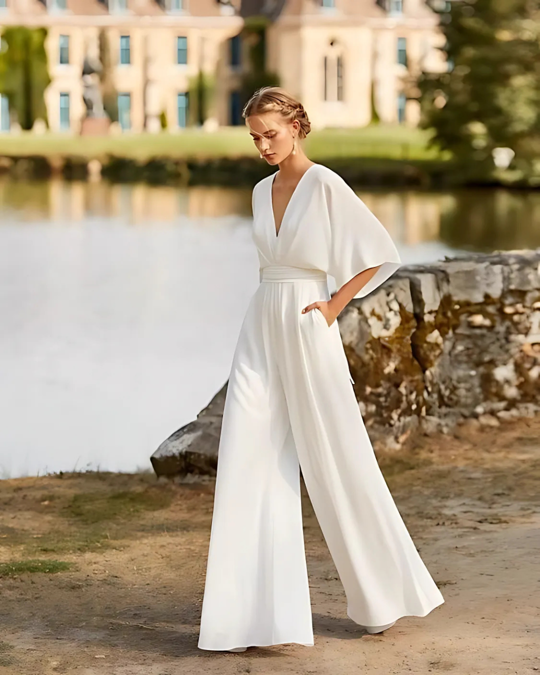 Women's Wide Leg Jumpsuit Wedding Party Wear - VibreMode