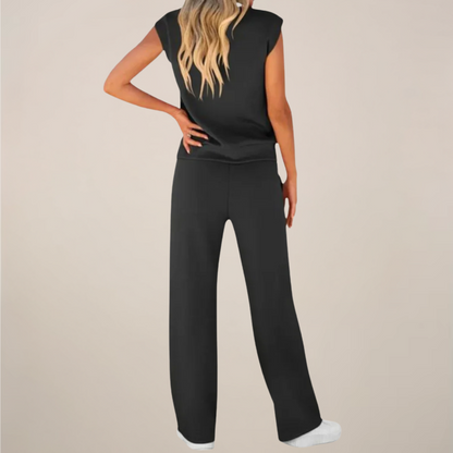 Casual Women's Lightweight Elastic Waist Pants Set