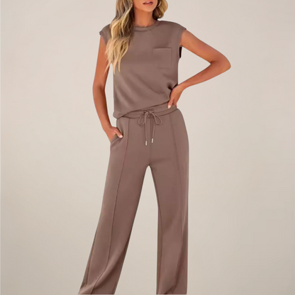 Casual Women's Lightweight Elastic Waist Pants Set