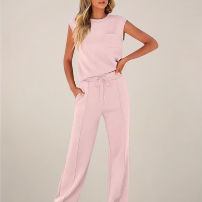 Casual Women's Lightweight Elastic Waist Pants Set