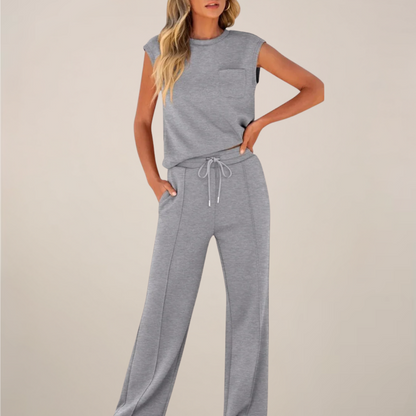 Casual Women's Lightweight Elastic Waist Pants Set