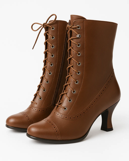 Women's Ankle Boots Lace-Up Zipper - VibreMode