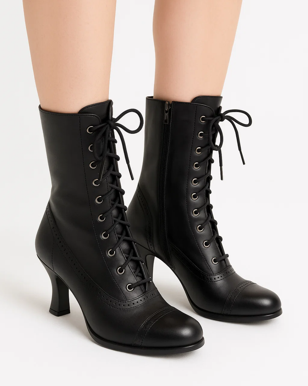 Women's Ankle Boots Lace-Up Zipper