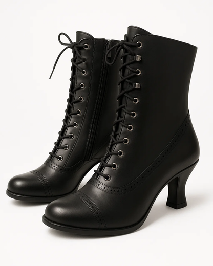 Women's Ankle Boots Lace-Up Zipper