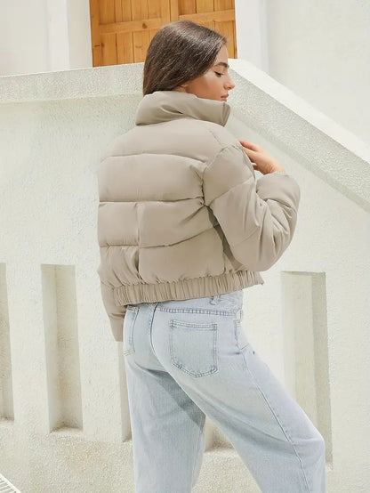 Women's Short Puffer Jacket Lightweight Black