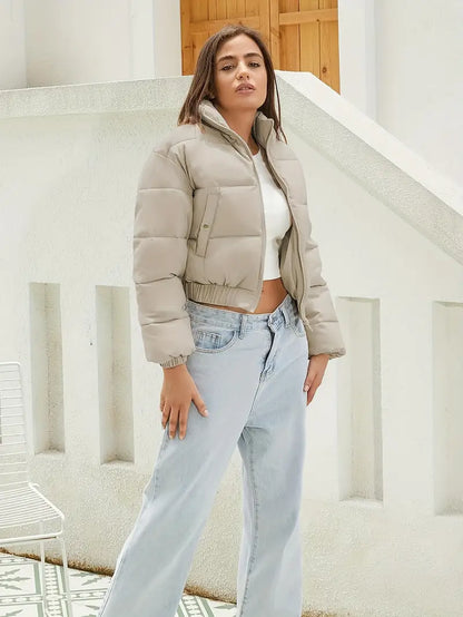 Women's Short Puffer Jacket Lightweight Black