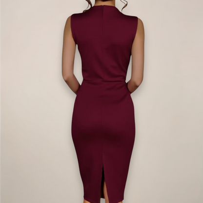 Elegant Ladies Cap Sleeve Midi Dress