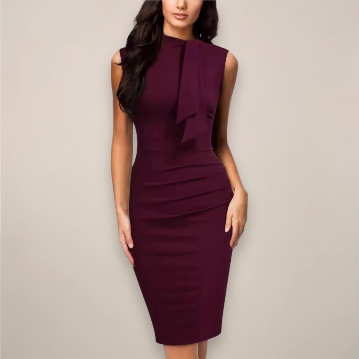 Elegant Ladies Cap Sleeve Midi Dress - VibreMode