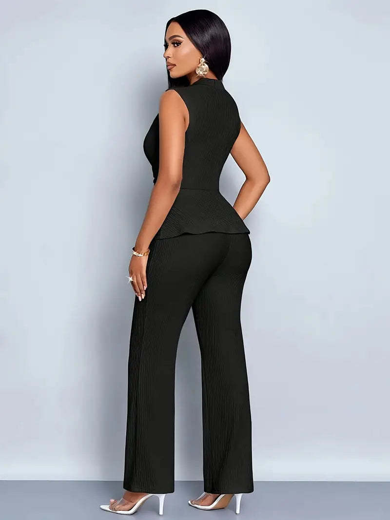 Fashionable Ladies Floral Wide Leg Pants Set