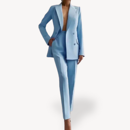 Elegant Ladies Business Suit with Long Jacket