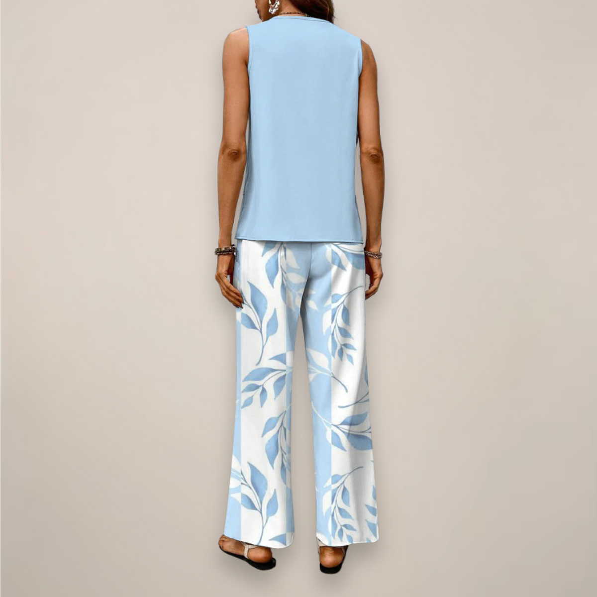 Floral Print Flowy Wide Leg Pants Set