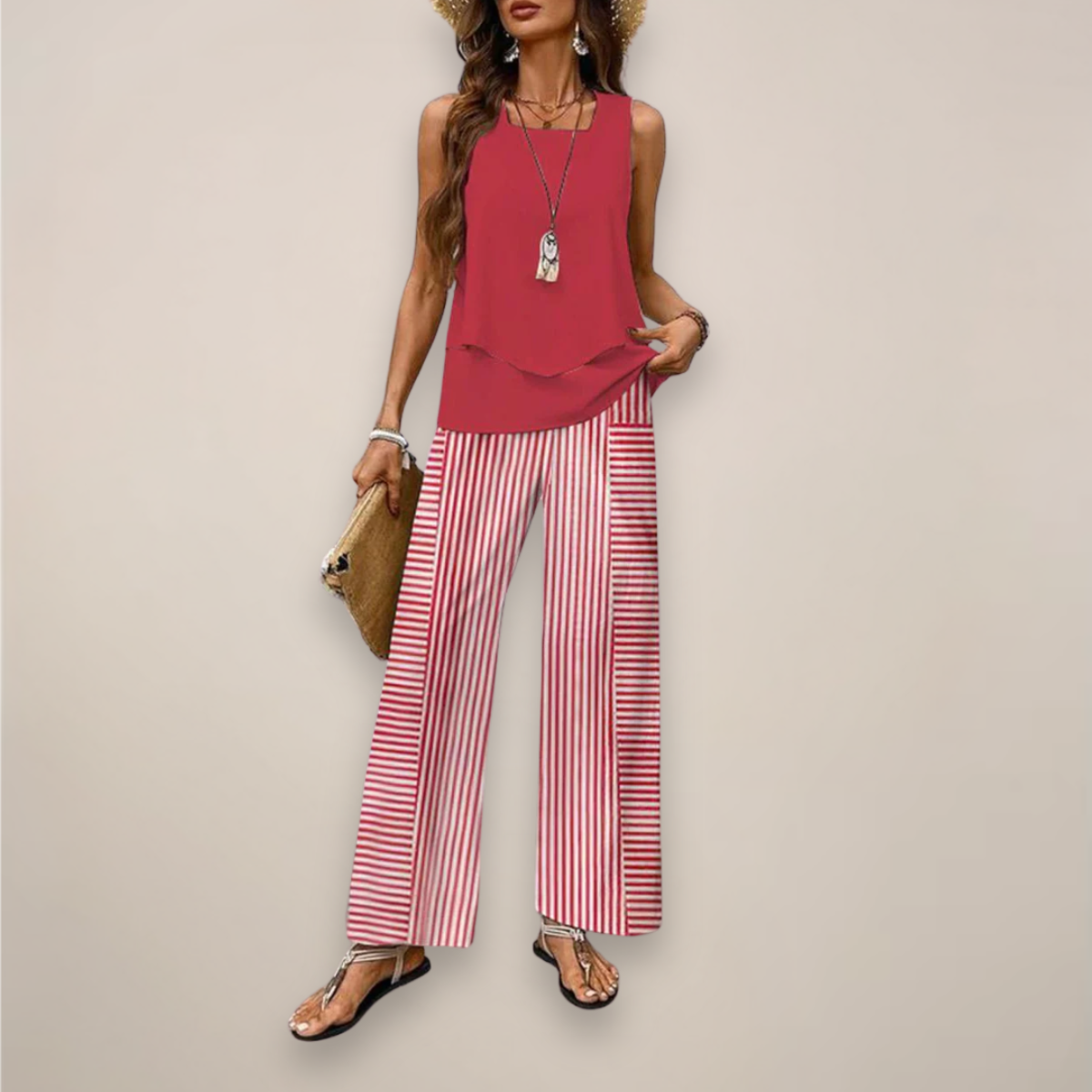 Floral Print Flowy Wide Leg Pants Set