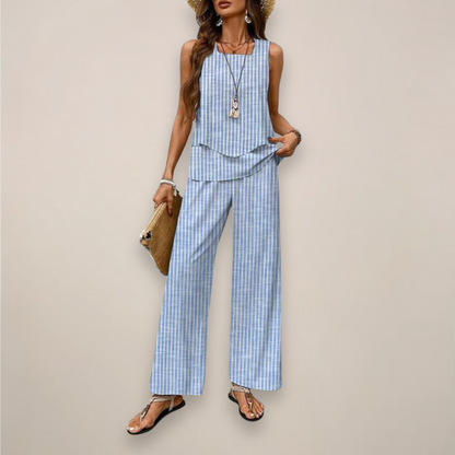 Floral Print Flowy Wide Leg Pants Set