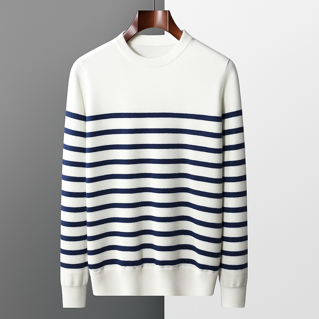 Laurent Men's Striped Wool Crewneck Sweater